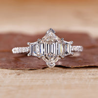 Hexagon engagement ring with a modern geometric design.