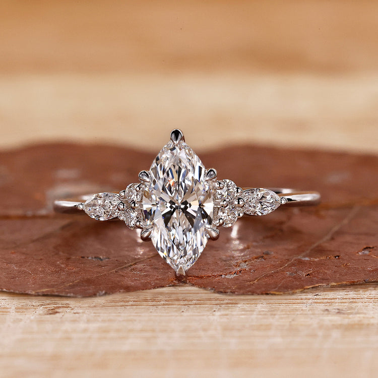 Marquise Cut Diamond Ring with a stunning claw prongs setting.