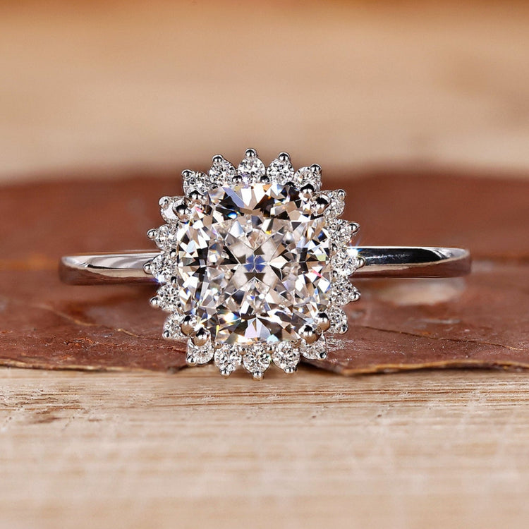 Cushion Cut Halo Diamond Ring featuring brilliant sparkle.