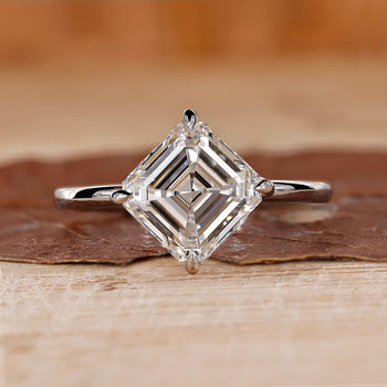 Asscher Engagement Ring in white gold
