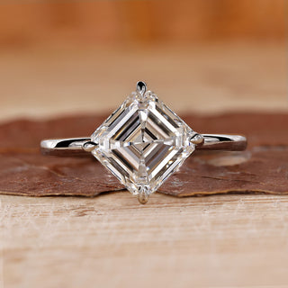 Asscher Engagement Ring in white gold