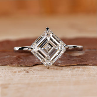 Asscher Engagement Ring in white gold