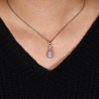 Bowling Pin charm-shaped diamond pendant with Lab Grown Diamond in white gold.