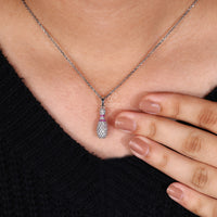 Custom Bowling Pin charm pendant with Lab Grown Diamond in white gold.
