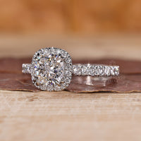 Cushion halo engagement ring, lab grown diamond, diamondrensu engagement ring
