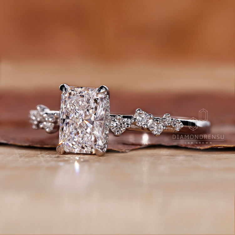 Radiant Cut Engagement Ring - Hidden Halo