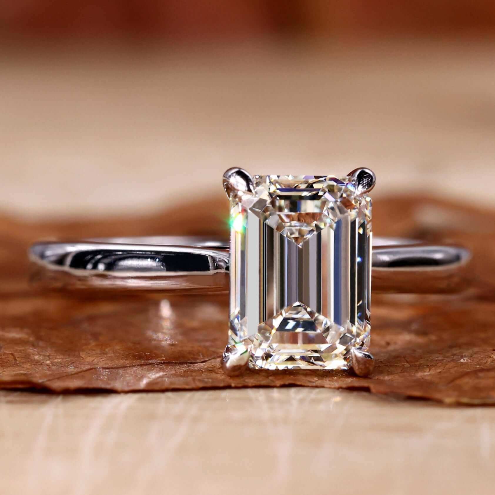 2 Carat Solitaire Emerald Cut Diamond Ring for Women