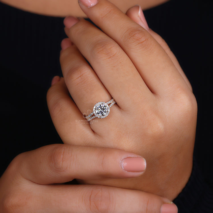 Yellow Gold Ring featuring a radiant center stone.