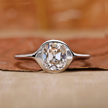 White Gold Bezel Set Cushion Cut Engagement Ring