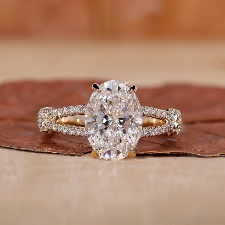 Oval Hidden Halo Engagement Ring featuring a stunning oval diamond ring.