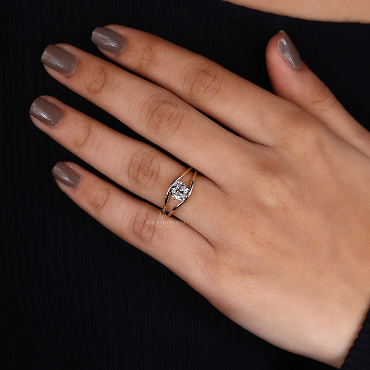 Yellow gold diamond ring with a warm and elegant glow.