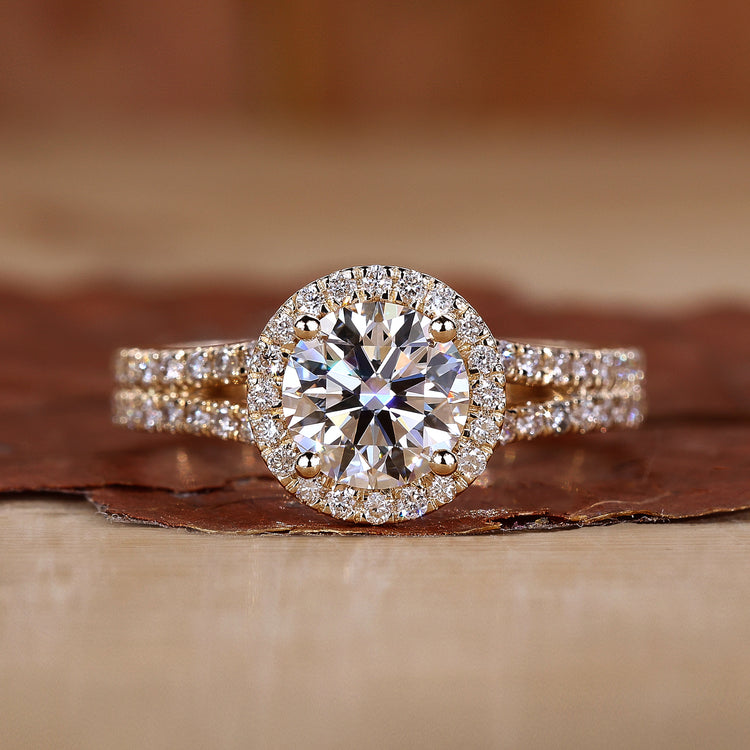 Round Halo Engagement Ring in a classic design.