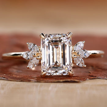 Emerald cut engagement ring with a classic design and stunning clarity.