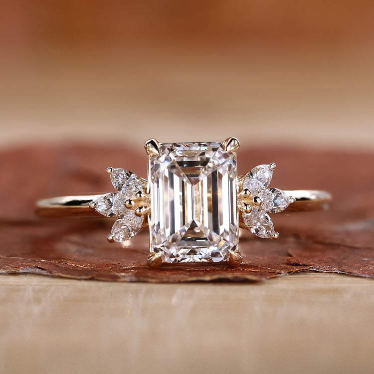 Emerald cut engagement ring with a classic design and stunning clarity.