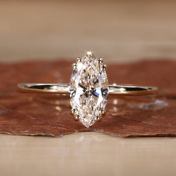 Marquise Solitaire Diamond Ring with a brilliant design.