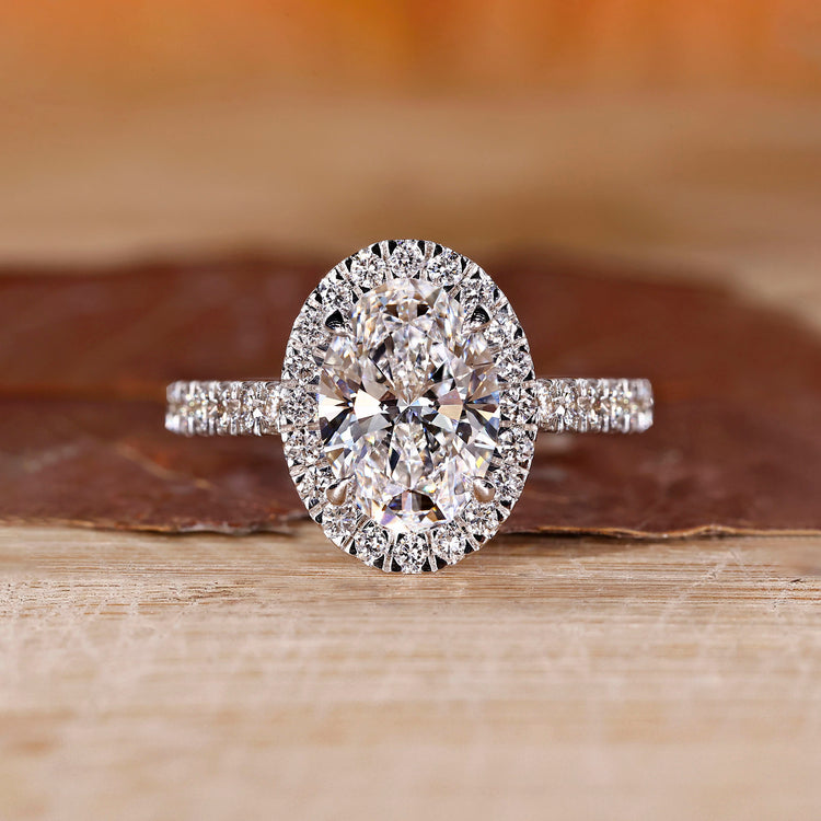 Oval Diamond Engagement Ring with halo engagement ring.