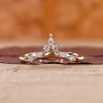 Marquise and Round Wedding Band featuring elegant diamonds.