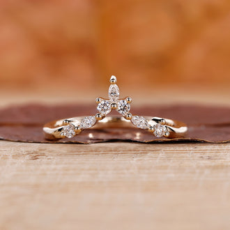 Marquise and Round Wedding Band featuring elegant diamonds.