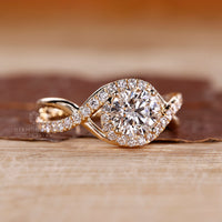 Halo Diamond Ring crafted in custom engagement style.