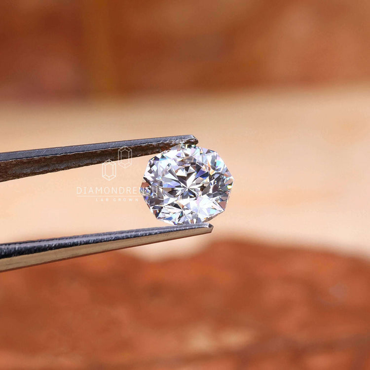 This loose diamond has a unique octagon cut and antique finish.