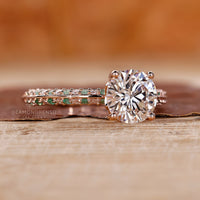 Round diamond ring with a Knife Edge Pave Setting for added sparkle.