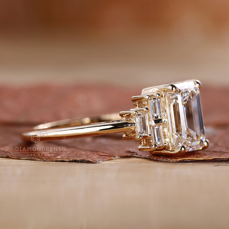 Emerald Cut Ring featuring IGI certified diamonds for quality.