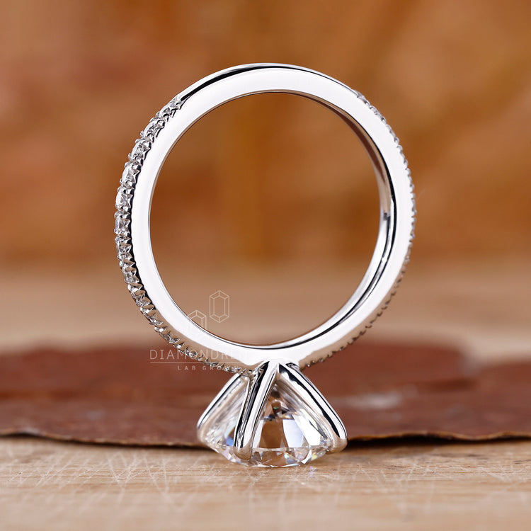 White Gold Engagement Ring with dazzling pave diamonds.