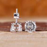 Lab grown Portuguese cut diamond earrings with prong setting.