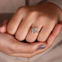 Hexagon Diamond Engagement Ring set in a classic setting.