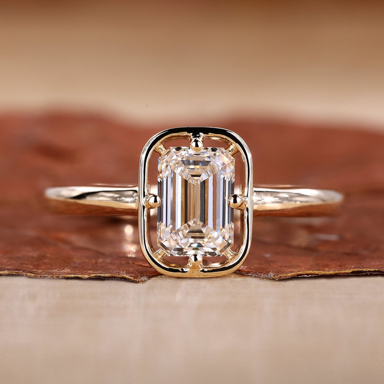 Emerald Cut Diamond Ring in a stunning solitaire setting.