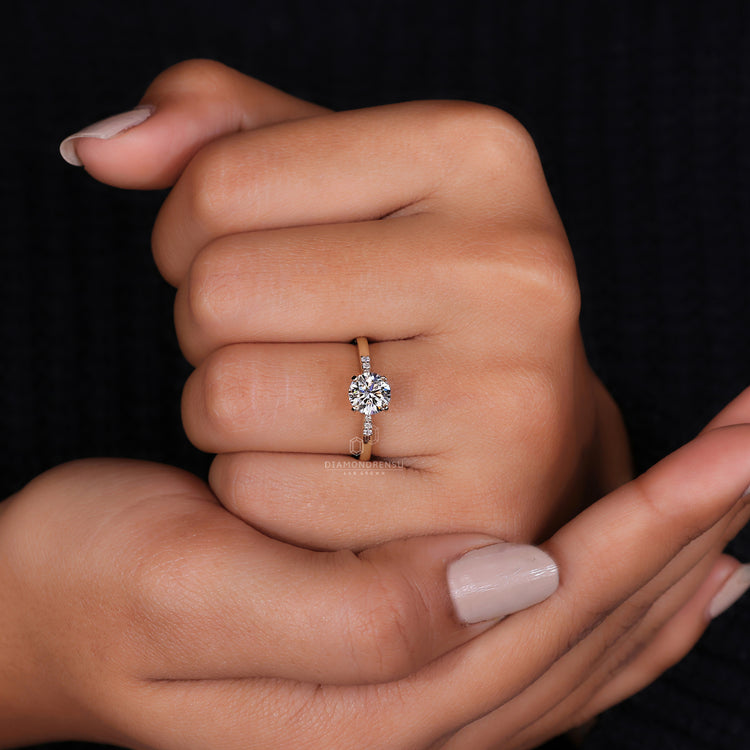 A beautifully crafted pinched shank engagement ring showcasing timeless charm.
