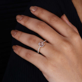 On-hand image of a stunning round cut diamond ring for women