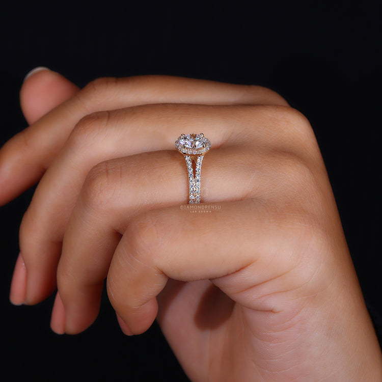 Dazzling pave diamond in a sophisticated setting.