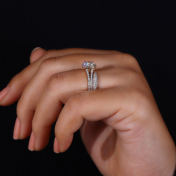 Round Diamond Cut ring with a secure round prong setting.