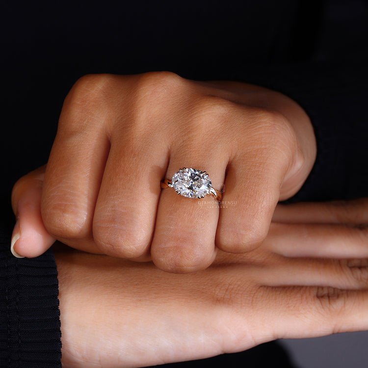 East West Oval Ring designed with a unique east west oval setting.