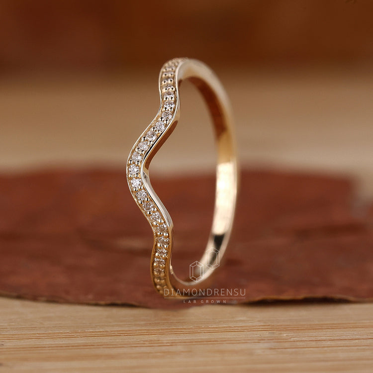 Lab-grown diamond band certified for quality and sustainability.