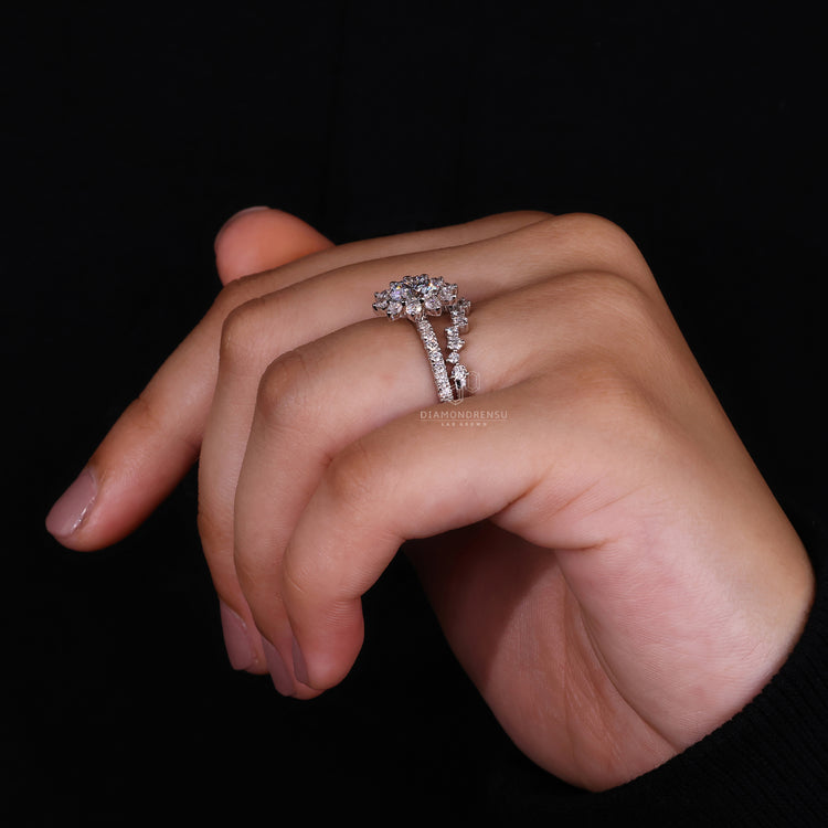 Round Diamond Wedding Band with intricate detailing and brilliance.