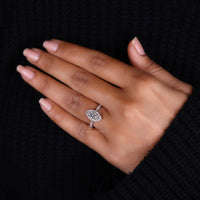 White gold ring with a cathedral setting offers a bold look.