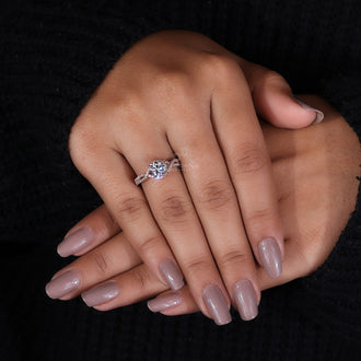 Round Cut Diamond Twisted Pave Engagement Ring
