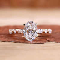 Oval shaped engagement ring with a timeless design.