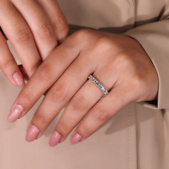 Elegant Asscher cut diamond wedding band.