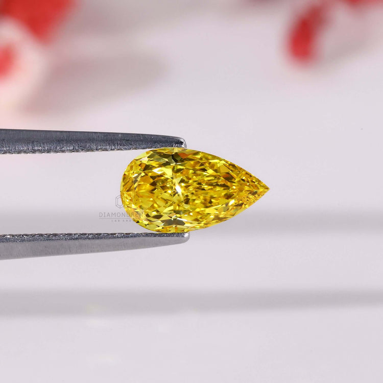 Yellow Pear diamond lab grown diamonds loose