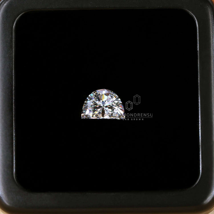 Lab grown half moon cut diamond ready to buy.