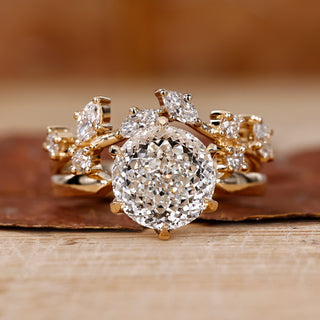 Yellow Gold Bridal Set with stunning diamond accents.
