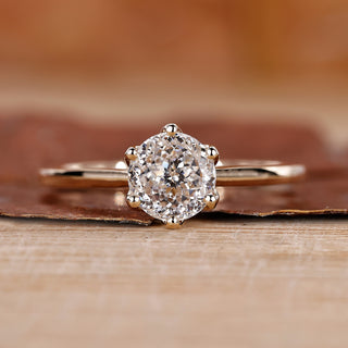 Portuguese Cut Diamond Ring with a classic prong setting.