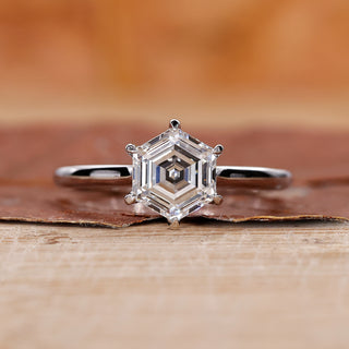 Hexagon Diamond Ring with a unique and modern design.