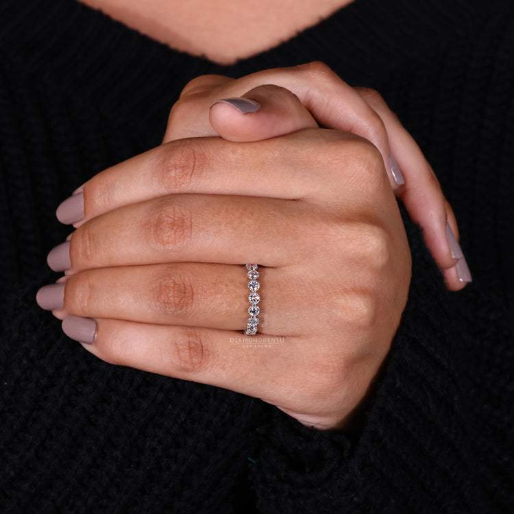Bezel Set Diamond Eternity Band for a secure and elegant look.