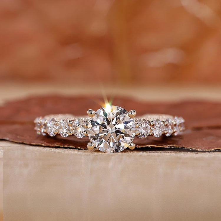 Milgrain Engagement Ring featuring intricate detailing.
