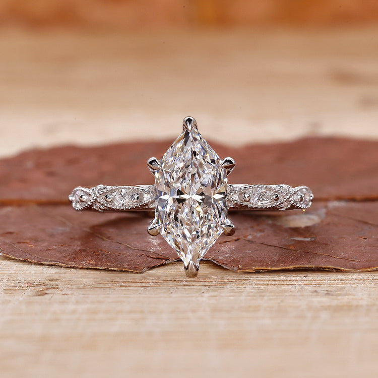 Milgrain Engagement Ring with intricate detailing and elegance.