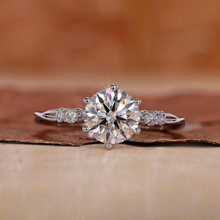 A stunning white gold engagement ring with a sleek and elegant design.